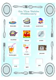 English Worksheet: On the Table - Pictionary