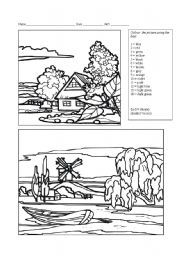 English Worksheet: colour following the clues