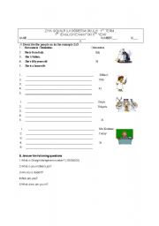 English Worksheet: 6th year 1 st exam for sbs