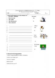 English worksheet: 6th year 1 st exam for sbs