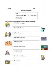 English worksheet: Statements and Questions in the Present Continuous