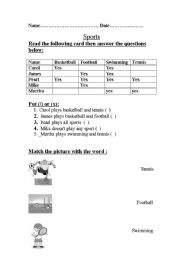 English worksheet: Sports