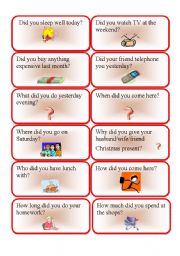 English Worksheet: Past simple question cards