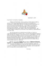 English Worksheet: Back to School Letter