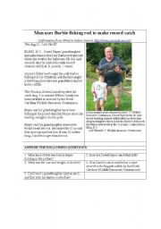 English Worksheet: Man uses Barbie fishing rod to make record catch