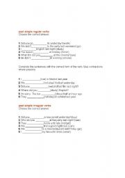 English Worksheet: Past simple regular and irregular