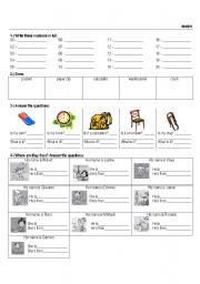 English Worksheet: Review 4 kids