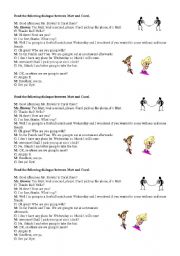 English Worksheet: Phone conversation TO BE + GOING TO
