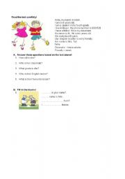 English worksheet: introduction 