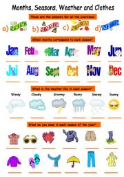 English Worksheet: seasons (months,weather and clothes)