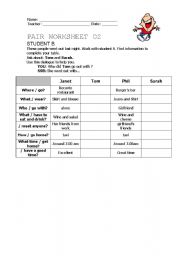 Past Simple - Pair work activity - Student B