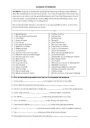 English Worksheet: Idiomatic Expressions