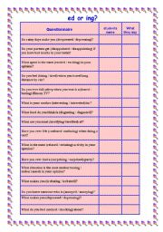 English Worksheet: Adjectives ending in ed and ing