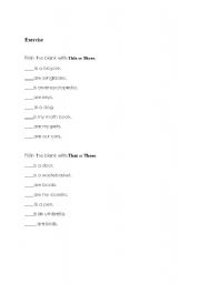 English Worksheet: Exersice this/these/that/those