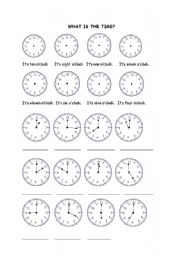 English Worksheet: what is the time