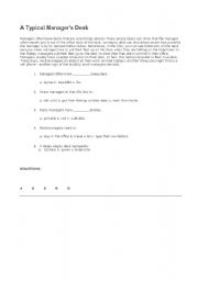 English worksheet: A TYPICAL MANAGERS DESK