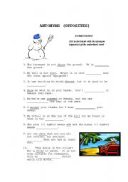 English Worksheet: Antonym, fill in the blanks