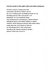English Worksheet: Word order (Year5)