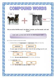 English Worksheet: COMPOUND WORDS WITH EXERCISES
