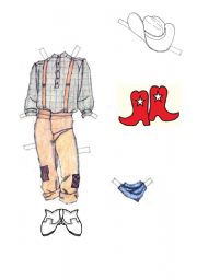 English worksheet: clothes for cowboy puppet