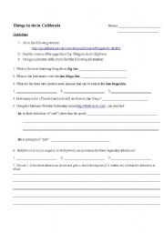 English worksheet: Things to do in california