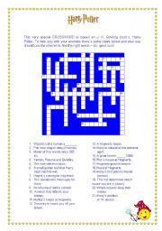 English Worksheet: Harry Potter Crosswords