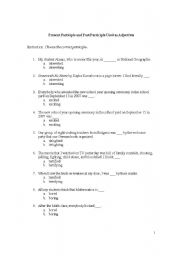 English Worksheet: Present Participle and Past Participle Used as Adjectives