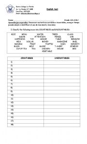 countable and uncountable test