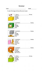 English Worksheet: prepositions of place