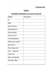 English Worksheet: Introduction to English - Greetings