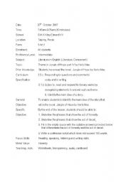 English Worksheet: lesson plan on listening