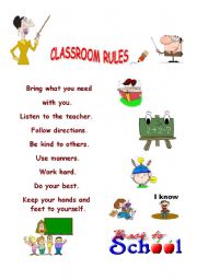 English Worksheet: Classroom rules