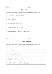 English worksheet: Word Order for Adverbs