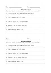 English worksheet: Word Order for Adverbs 2