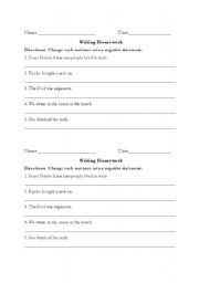 English Worksheet: Negative Past Tense practice