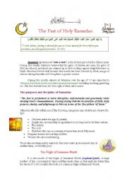 English Worksheet: The Fast Holly Ramadan