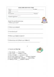 English worksheet: English test