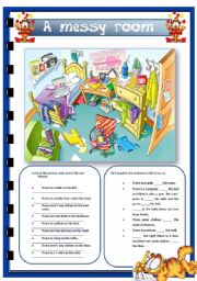 English Worksheet: A messy room