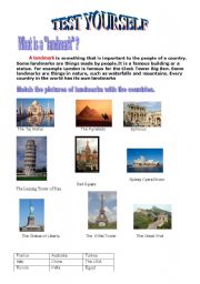 English worksheet: LANDMARKS