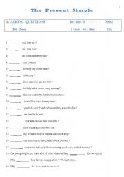 English Worksheet: Present Simple- 3 pages- Positive, Negative, Yes/No Q