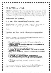 English Worksheet: Urban Legends