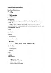 English worksheet: symbols , codes, punctuation  and alphabet ( 1st part) 