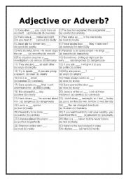 English Worksheet: Adjective or Adverb