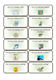 English Worksheet: Present continuous speaking cards