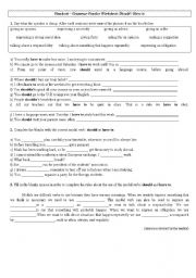 Grammar Worksheet - Should and Have to