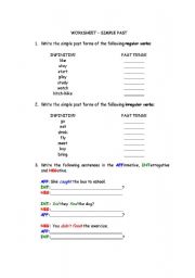 English Worksheet: Simple Past -AFF-INT-NEG