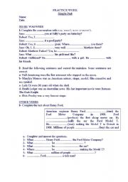 English Worksheet: SIMPLE PAST PRACTICE WORK