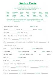 English Worksheet: Some more practice- STATIVE VERBS