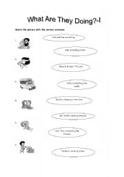 English Worksheet: What Are They Doing? Part 1