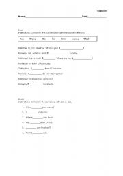 English worksheet: Verb BE